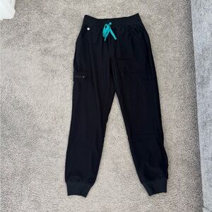 Figs High Waisted Zamora Jogger Size Small with Teal Drawstring